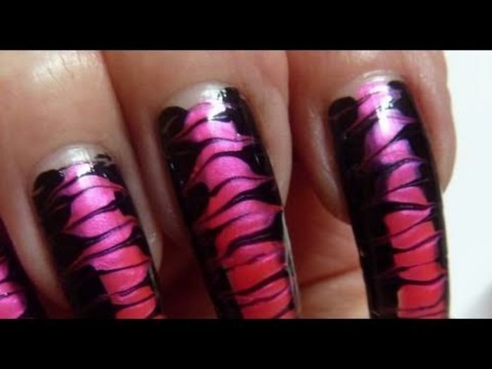 0 - Corset In Drag Black and Hot Neon Pink Needle Nail Art Design Tutorial How To HD Video