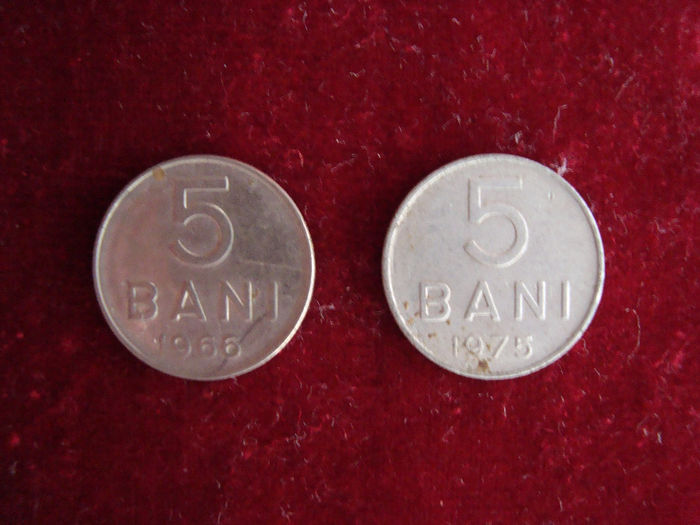 Set monede Romania - 4,8 lei; 5 bani 1966 XF/KM#92 si 5 bani 1975 aXF/KM#92a

