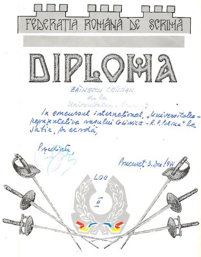 Diploma intr-un concurs international 1971; Bucuresti, decembrie 1971
