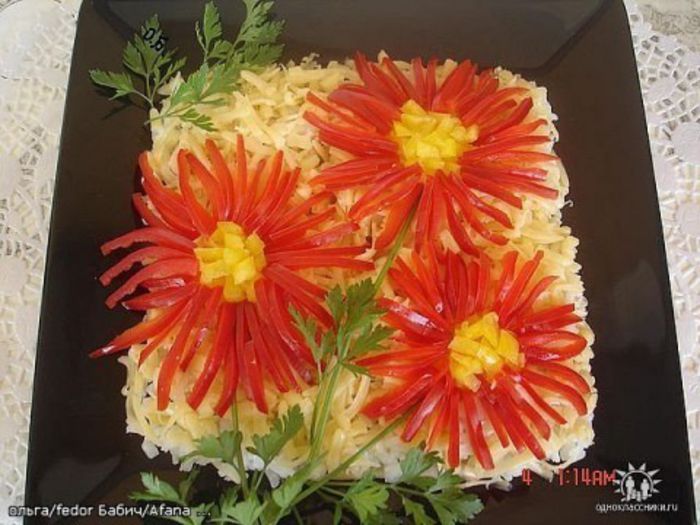 salata "Gerbera" - Idei de aranjare a platourilor pentru mese festive