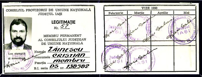 Legitimatie CPUN Iasi, 1990