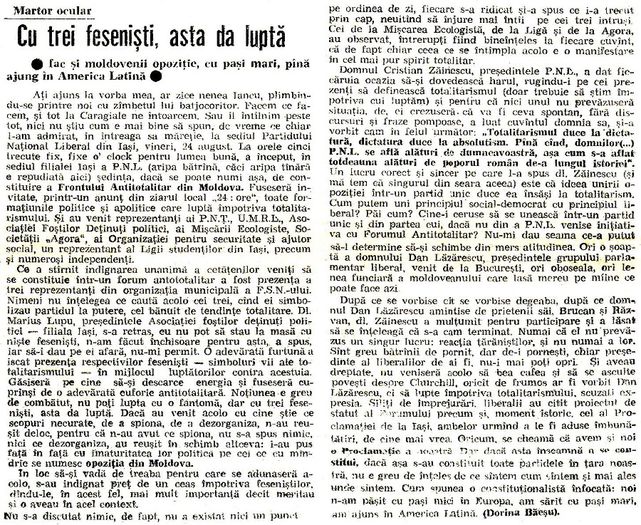 Din saptamanalul Opinia Studenteasca; Nr. 37, august 1990 (Iasi)
