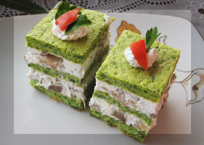 Aperitiv-cu-spanac,ciuperci si crema de branza