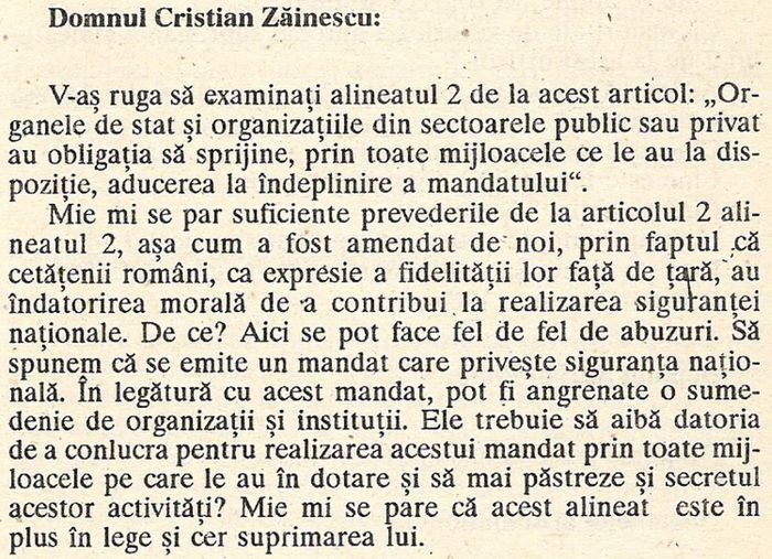 Amendament admis la L. sigurantei nationale - 1991