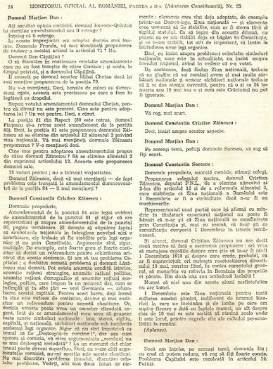 In Constituanta, despre Capitala, imn si Ziua nationala; (M.Of. II, 27 septembrie 1991)
