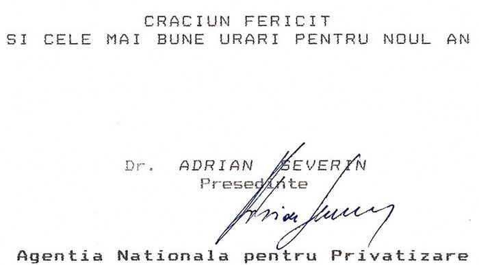 Felicitare de la... Adrian Severin, 1991 - 1991