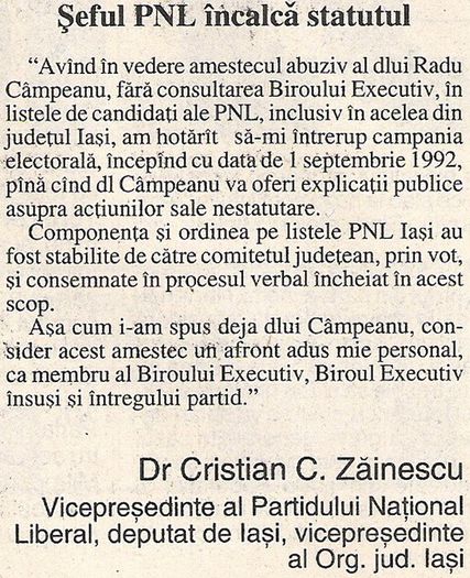 Suspendarea campaniei electorale; (Cotidianul, Bucuresti, 2 septembrie 1992)
