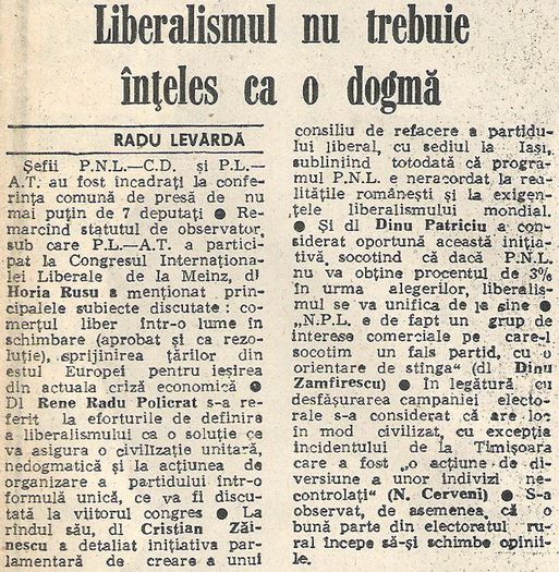 Conferinta de presa, reunita; (Ziarul Curientul National, Bucuresti, 18 septembrie 1992)
