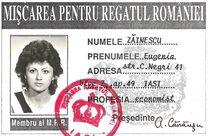 Sotia, Eugenia Zainescu, membru MRR; Iasi, 1992
