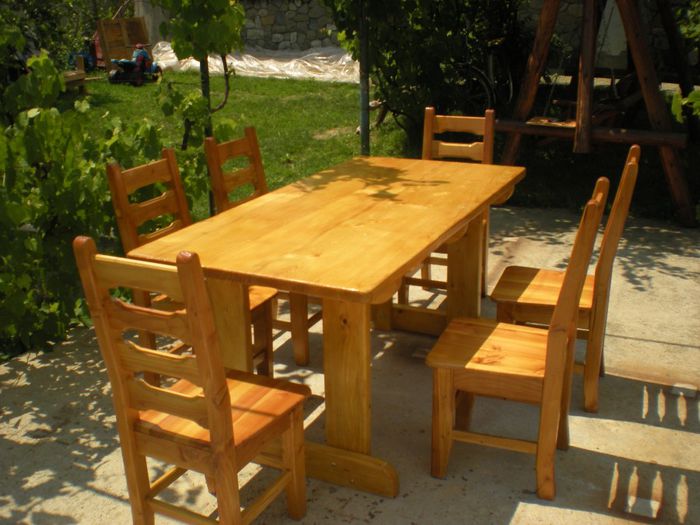 masa scaun din lemn pentru gradina (2) - Set gradina 2 banci si o masa