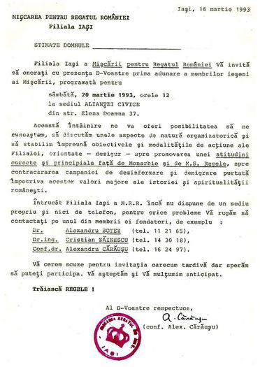 Prima adunare a regalistilor ieseni - 1993