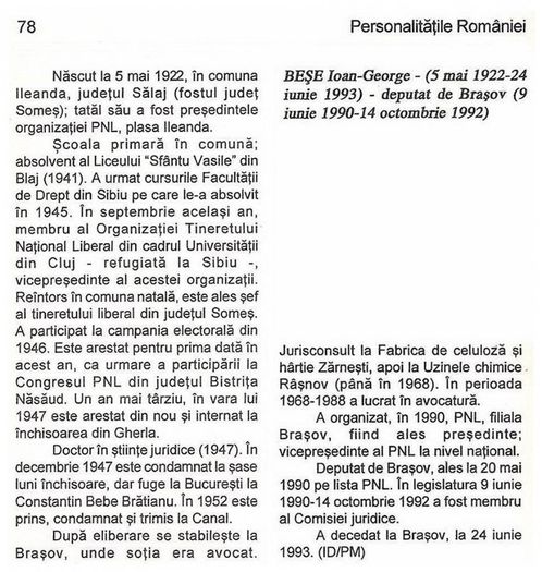 24 iunie 1993, Moare bunul prieten, Puiu Bese; Ioan George Bese, fost deputat de Brasov, vicepresedinte al PNL pentru Ardealul de Sud.
