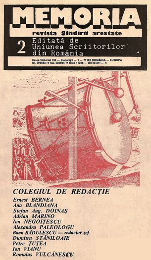 Memoria, primul colegiu de redactie; Sub egida Uniunii Scriitorilor (1993)
