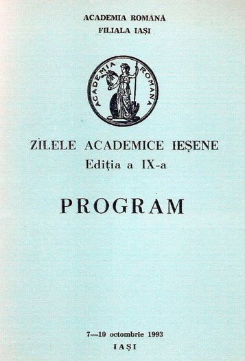 Zilele Academice Iesene. Program; Octombrie 1993

