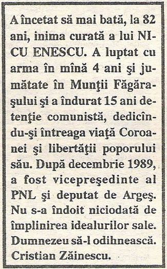 La moartea lui Nicu Enescu (Evenimentul, Iasi 8 decembrie 1993)