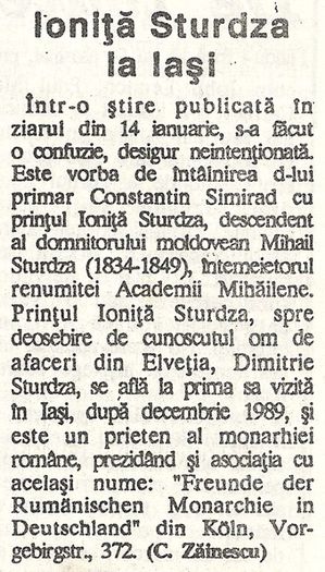 Rectificare, in Opinia, Iasi 15 ianuarie 1994 - 1994-95