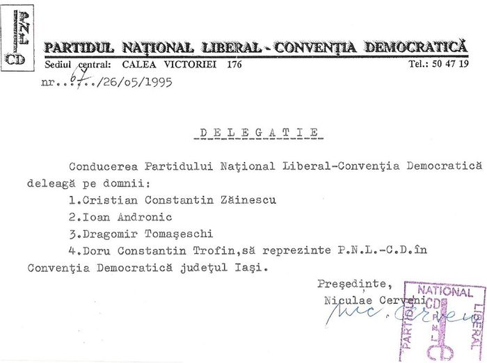 Delegatia PNL-CD Iasi in CD Iasi - 1994-95