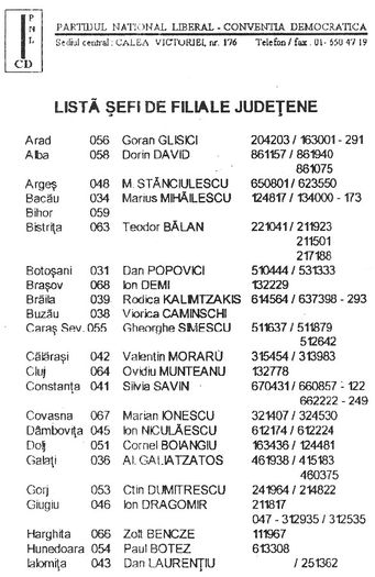 Sefii filialelor judetene ale PNL-CD; Bucuresti, septembrie 1995
