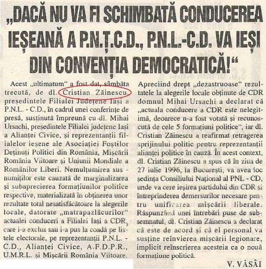 Opinia, Iasi 9 iulie 1996 (fragment)