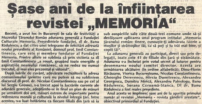 In Romania Libera Bucuresti, 3 dec. 1996