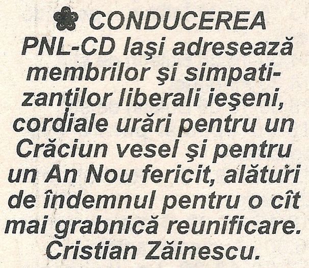 In Independentul, Iasi 24 decembrie 1996