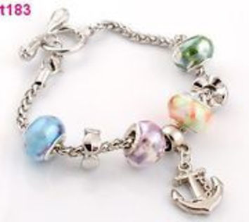 1 Handmade style porcelain metal charm European beaded bracelet special clasp