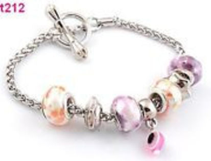 Handmade European beaded charm bracelet with special clasp - Bratara tip Pandora-ceramica si acryl