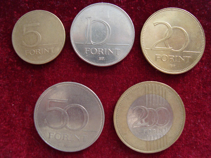 Set monede Ungaria - 8 Lei; 5, 10, 20, 50 si 200 forinti
