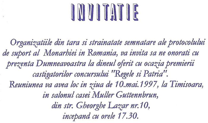Timisoara, Invitatie de 10 Mai