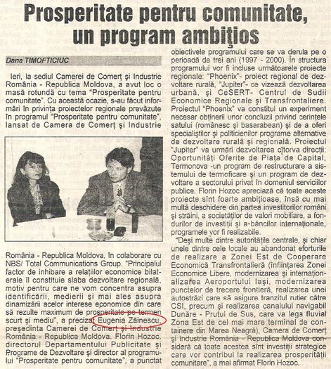 Independentul, Iasi 12 septembrie 1997; In fotografie, Eugenia Zainescu si Florin Hozoc
