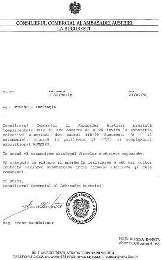 Invitatie de la Ambasada Austriei