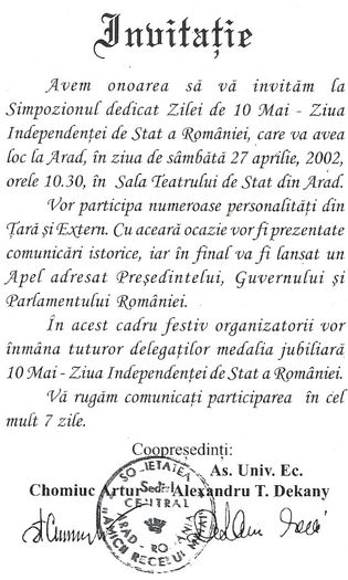 Invitatie de 10 Mai, Arad 2002