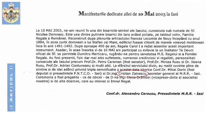 www.monarhia.ro (Iasi, 10 Mai 2003)