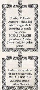 Ferpar, Monitorul, Iasi 12 martie 2004; La moartea lui Mihai Ursachi
