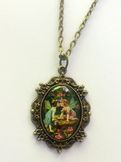 Pandantiv bronz cu cabochon din sticla - 11 lei - Bijuterii handmade - Seturi_ pandantive cercei inele