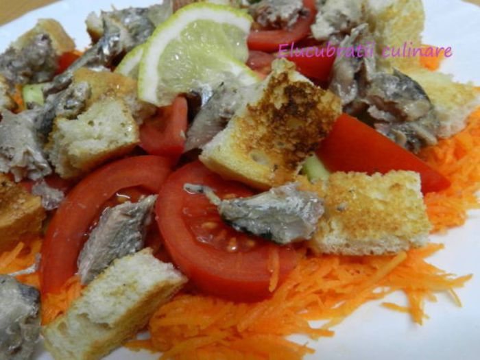 Antreu : Salată de sardine cu morcov - x Meniul zilei