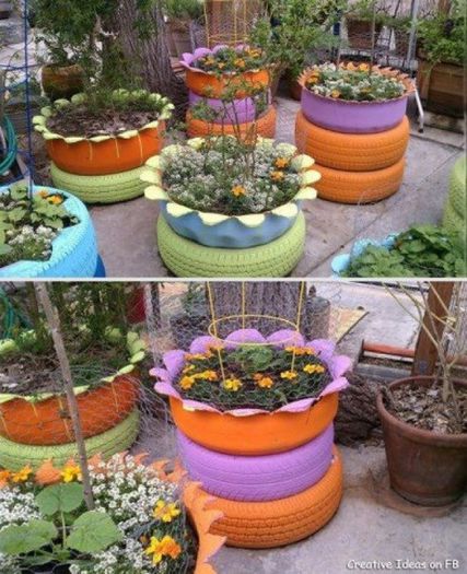 cauciucuri-vechi-transformate-in-ghivece-si-jardiniere-decorative-de-gradina - idei interesante culese de pe net A