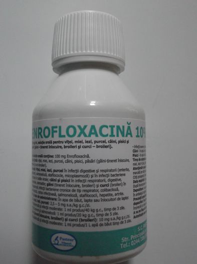 ENROFLOXACINA 10% 100 ML 8,5 RON - ENROFLOXACINA SOL BUV 100 ML - 8 RON SI 50 DE BANI