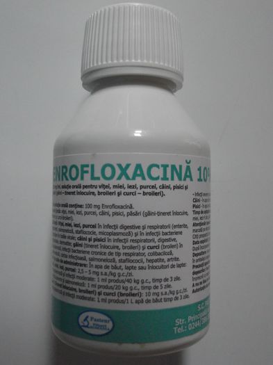 ENROFLOXACINA 10 % 100 ML 8,5 RON - ENROFLOXACINA SOL BUV 100 ML - 8 RON SI 50 DE BANI