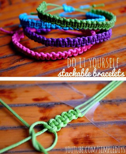 DIY Stackable Square Knot Cobra Stitch Bracelets - bratarileprieteniei