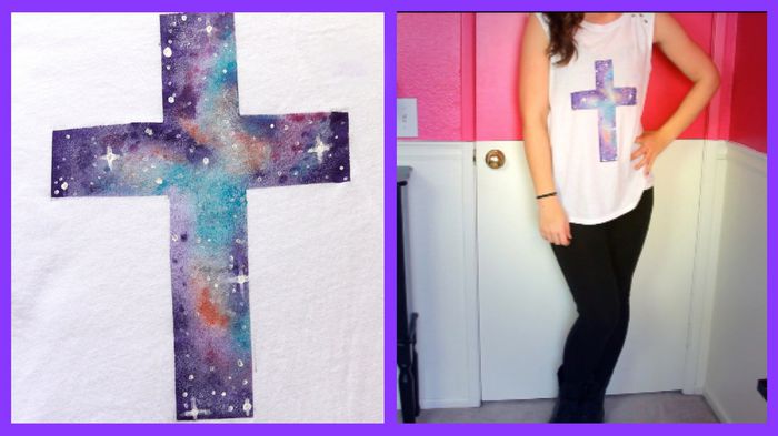 maxresdefault - DIY Tumblr Galaxy Cross Shirt