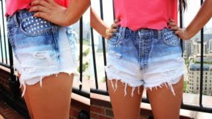 mqdefault - DIY Under Ombre Gradient Blue Shorts w Stars Rivets From Old Jeans