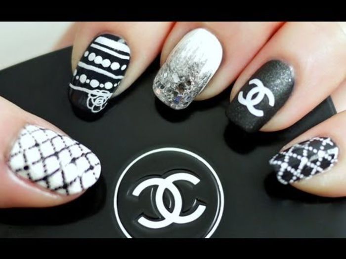 0 - x Black and White Chanel Inspired Nail Tutorial Konad Stamping