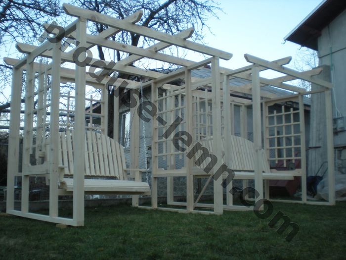balansoar din lemn pentru gradina cu pergola (9) - 17 Balansoar din lemn cu pergola