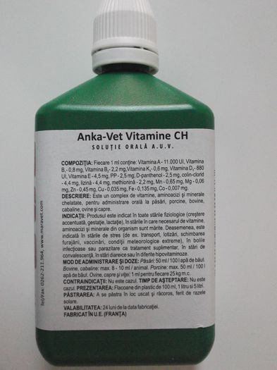 ANKA VET VITAM CH 100 ML 8,5 RON