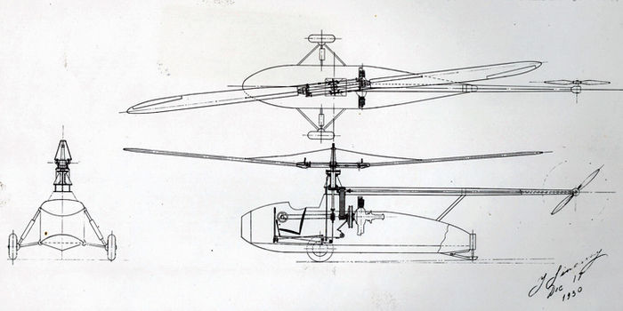 1931-patentul pt VS- 300; a fost primul elicopter de succes,cu un singur rotor principal si unul compensator,in coada elicopterului
