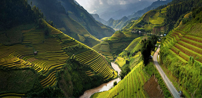 26. Câmpii cu terase de orez în Mu Cang Chai, Vietnam