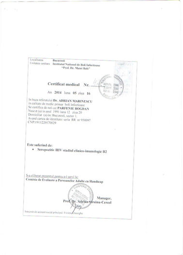 certificat medical 2014 - A DINCOLO DE ZIDURI 2014