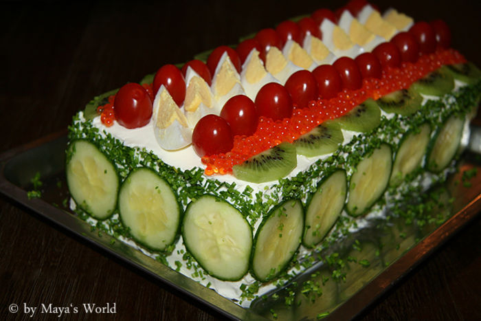 sandwich cake cu somon si spanac