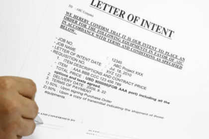 Letter-of-intent- scrisoare de intentie; rog a se completa - inainte de orice discutie
aprobarea primarie si politiei anexata
